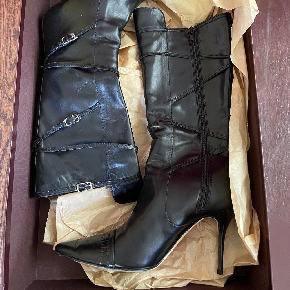 Gorgeous $895 Cole Haan Women's Size 7B Annise Tall Boots Black Calf Fashion